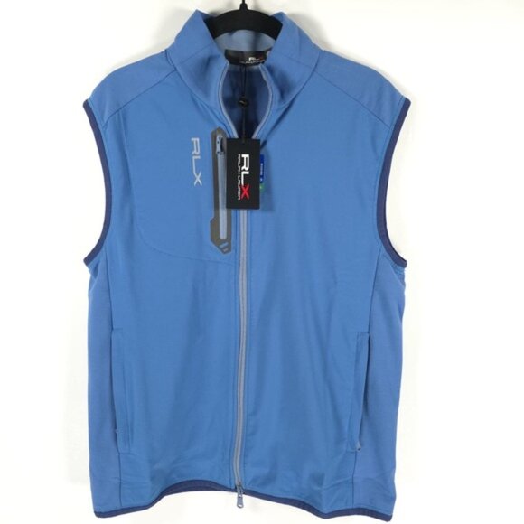 NWT RLX RALPH LAUREN GOLF Mock Neck Full Zip Wicking Tech Terry Hybrid Vest Sz S - Picture 1 of 14
